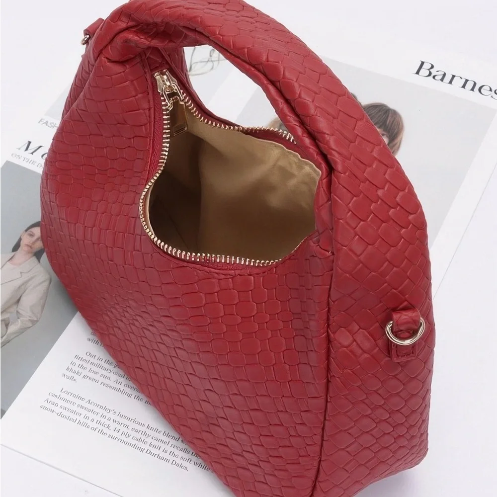 Embossed Faux Leather Hobo Bag